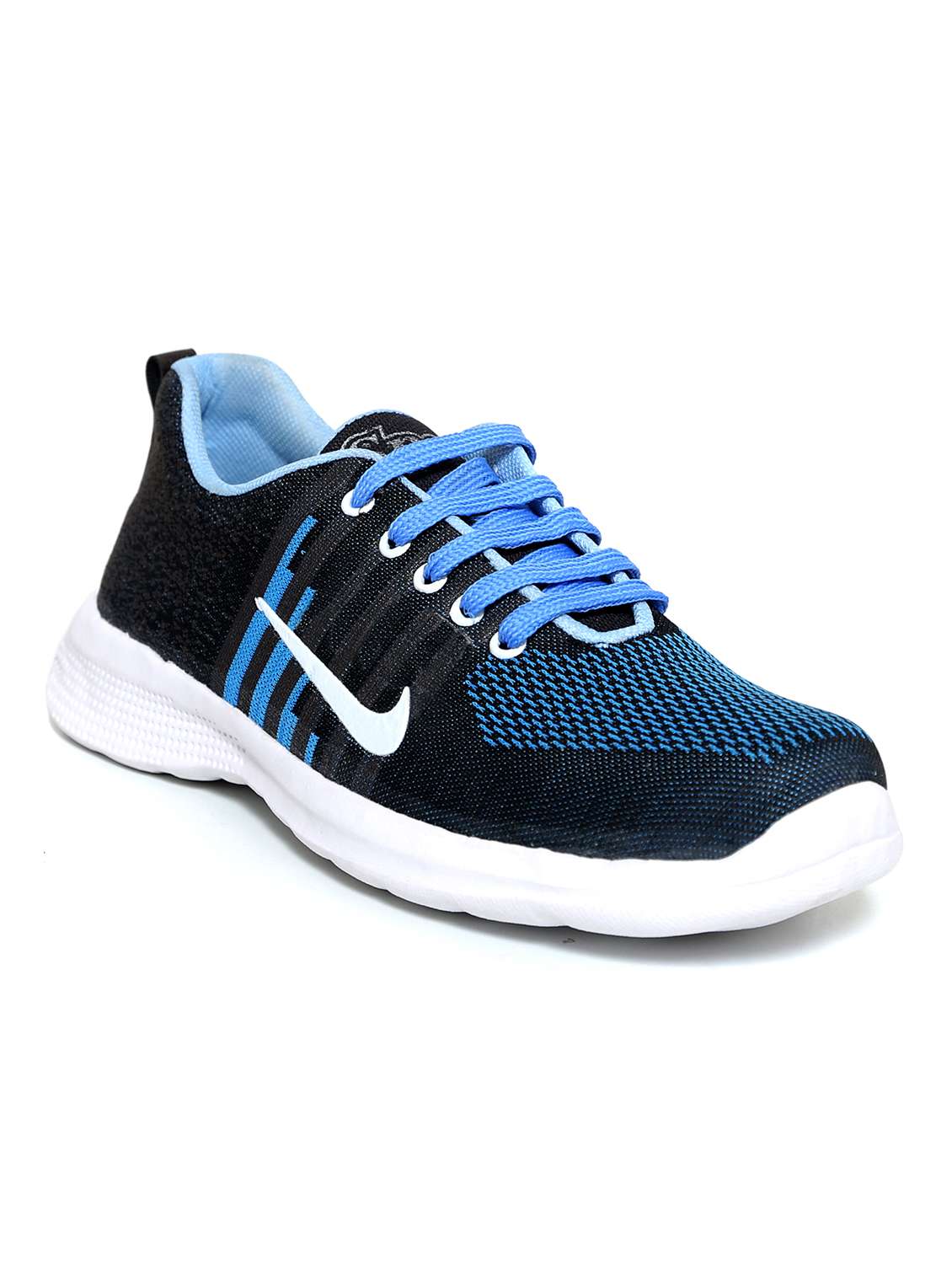 blue lace up sport shoe