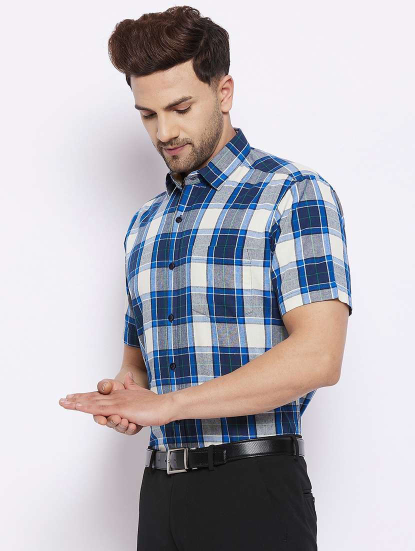 mens checks formal shirt - 18425370 - Standard Image - 1