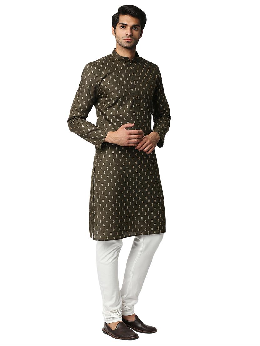 olive printed kurta - 18425428 - Standard Image - 1
