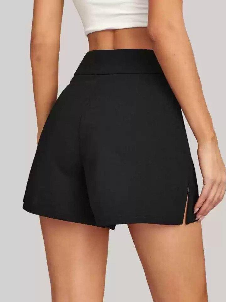 vedrid solid women black regular shorts - 18425807 - Standard Image - 1