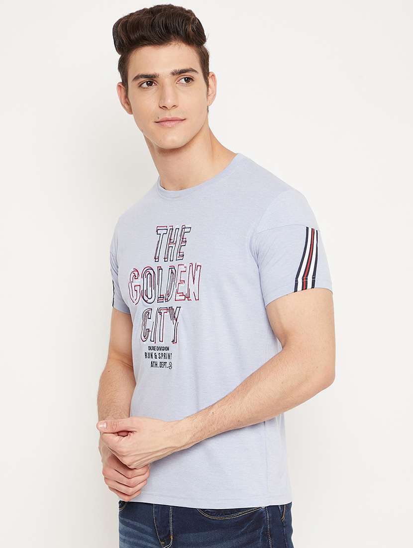 light blue front print t-shirt - 18425886 - Standard Image - 1
