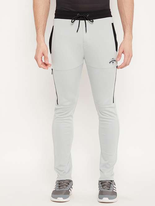 grey solid full length track pant - 18425903 -  Standard Image - 0