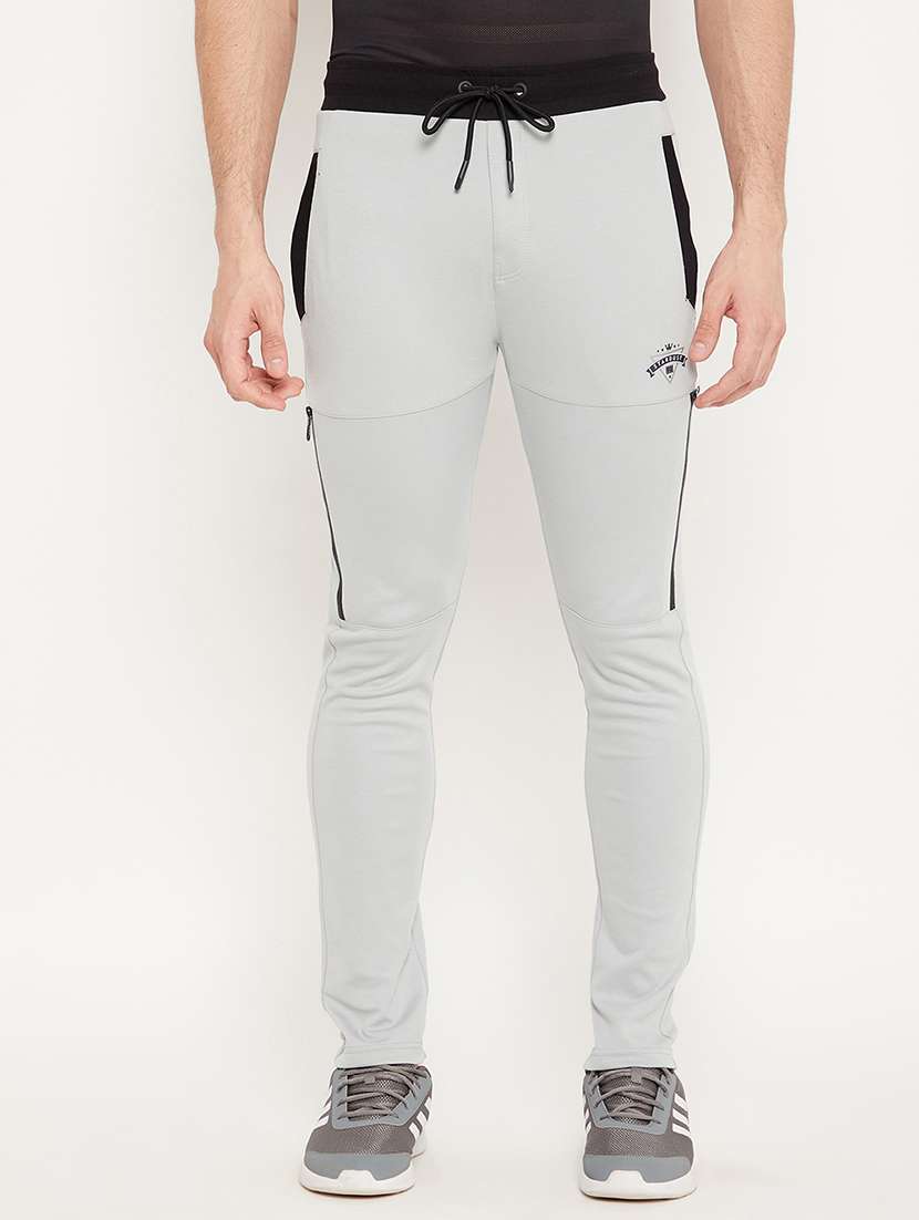 grey solid full length track pant