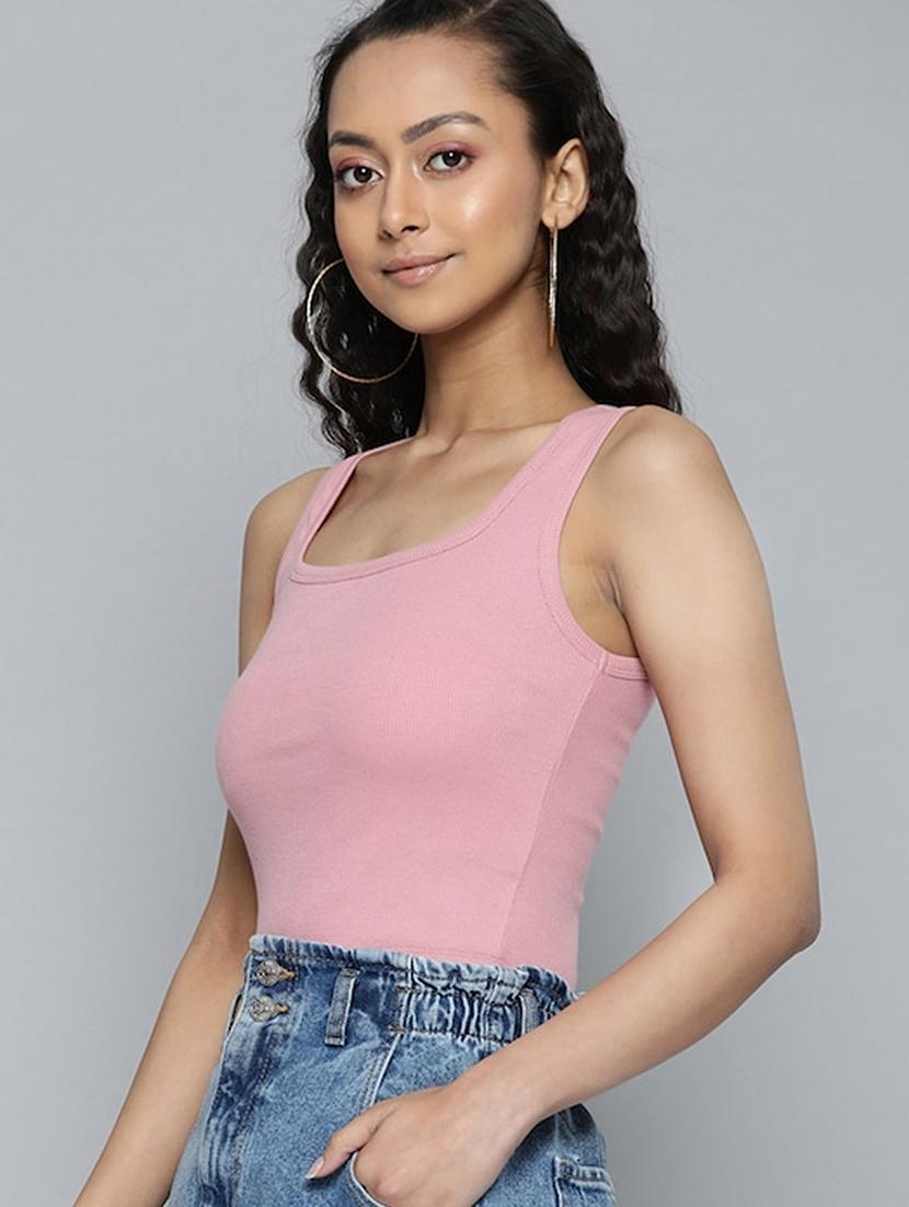 women's crop square neck top - 18426365 - Standard Image - 1