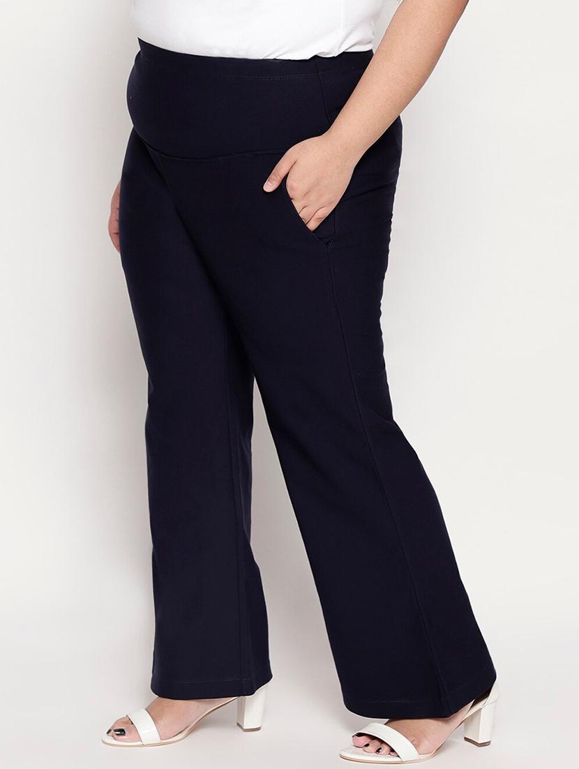 high rise solid flat front trouser - 18426855 - Standard Image - 1
