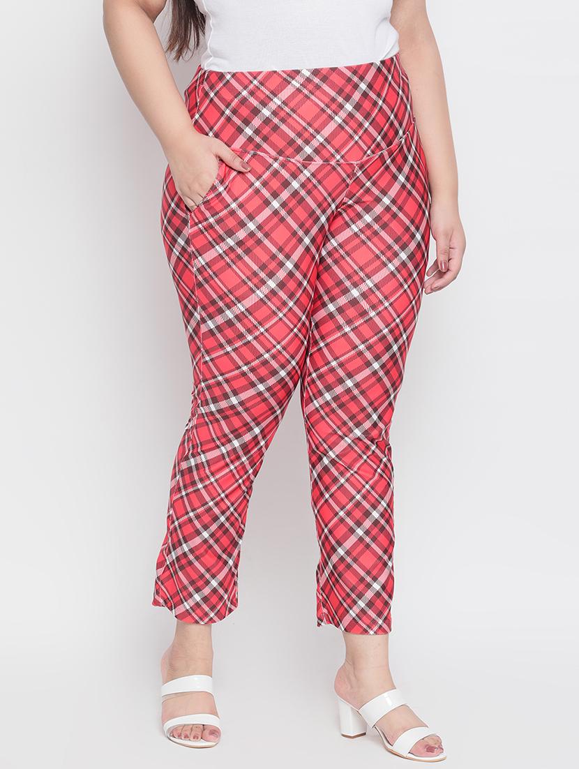 high rise checkered flat front trouser - 18426864 - Standard Image - 1