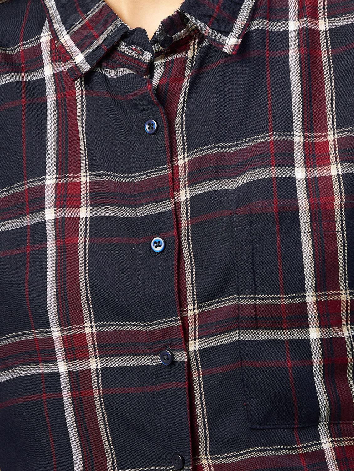 straight hem checkered crop shirt - 18426975 - Standard Image - 4