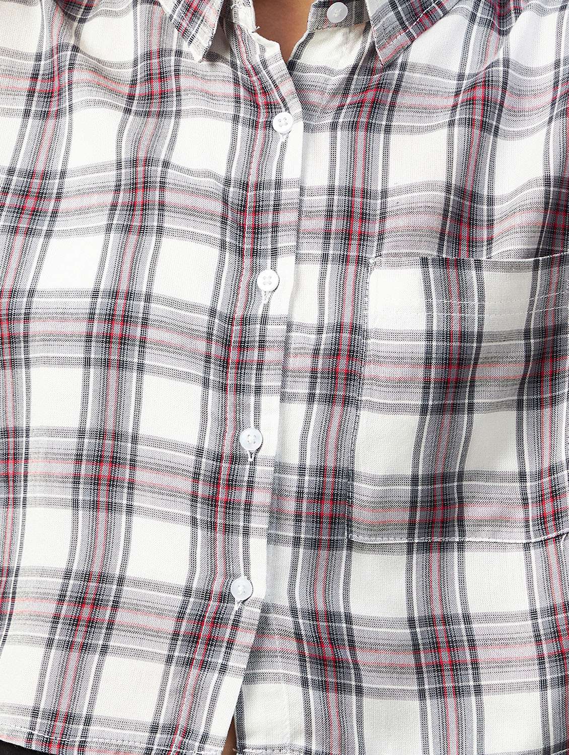 straight hem checkered crop shirt - 18426978 - Standard Image - 4