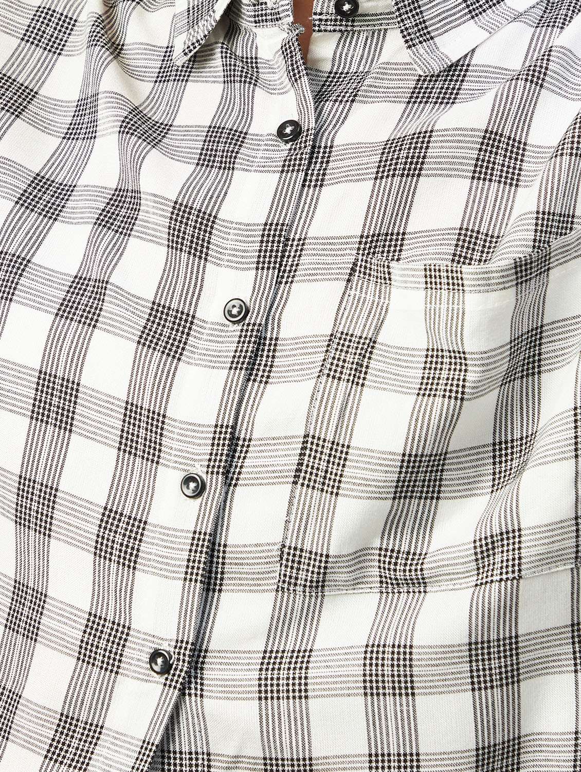 straight hem checkered crop shirt - 18426979 - Standard Image - 4