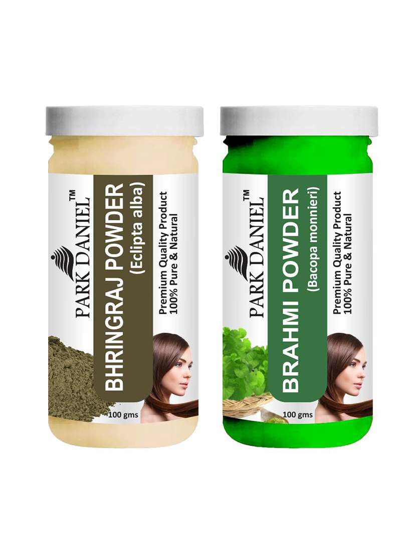 park daniel 100% pure & natural bhringraj powder & brahmi powder combo pack of 2 jars of 100 gms(200 gms)