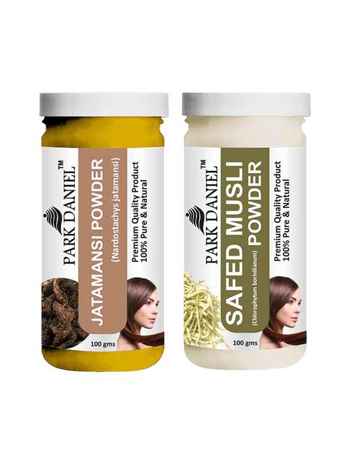 Park Daniel 100% Pure & Natural Jatamansi Powder & Safed Musli Powder Combo Pack Of 2 Jars Of 100 Gms(200 Gms)