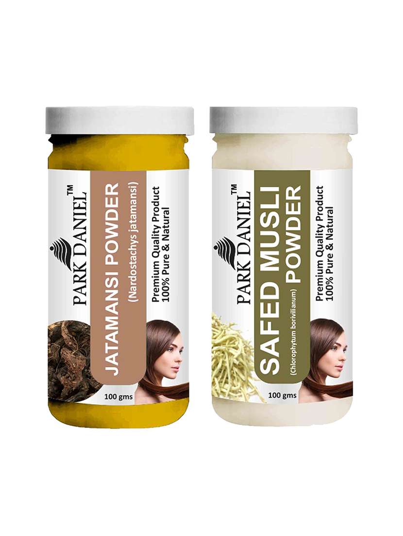 park daniel 100% pure & natural jatamansi powder & safed musli powder combo pack of 2 jars of 100 gms(200 gms) - 18427967 - Zoom Image - 0