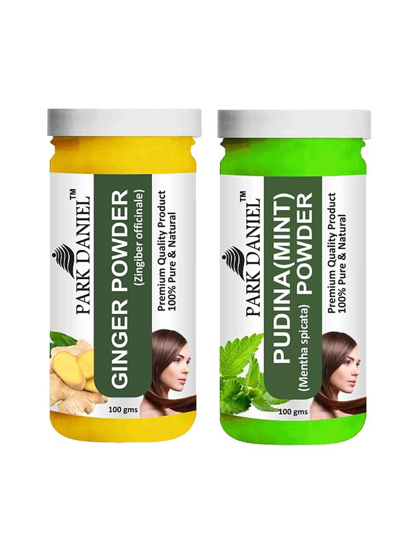 park daniel 100% pure & natural ginger powder & pudina powder combo pack of 2 jars of 100 gms(200 gms)