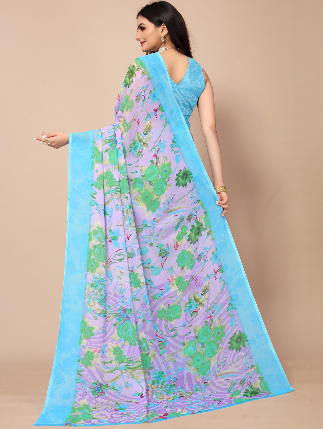 floral printed saree with blouse - 18428875 - Standard Image - 1