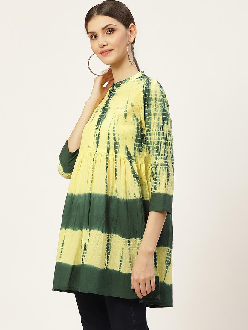 yellow tie & dye three quarter sleeve tunic - 18429149 - Standard Image - 1