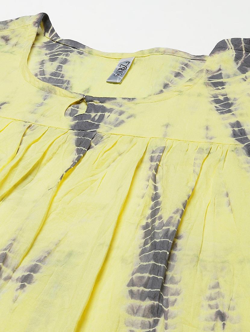 yellow tie & dye three quarter sleeve tunic - 18429150 - Standard Image - 4