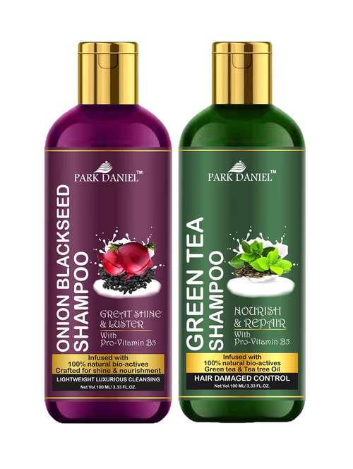 park daniel premium pure and natural onion blackseed shampoo & gree tea shampoo combo pack of 2 bottle of 100 ml(200 ml) - 18429313 -  Standard Image - 0