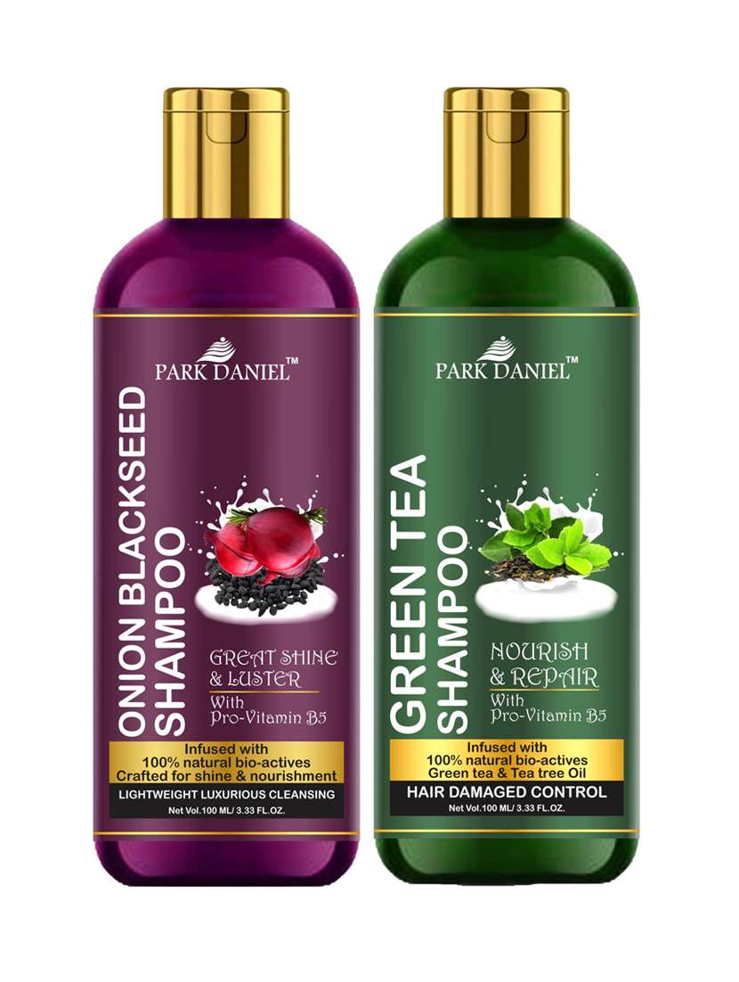 park daniel premium pure and natural onion blackseed shampoo & gree tea shampoo combo pack of 2 bottle of 100 ml(200 ml)
