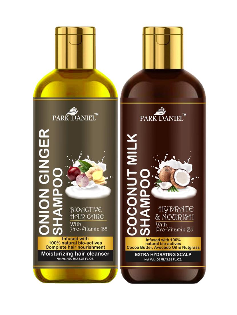 park daniel premium pure and natural onion ginger & coconut milk shampoo combo pack of 2 bottle of 100 ml(200 ml)