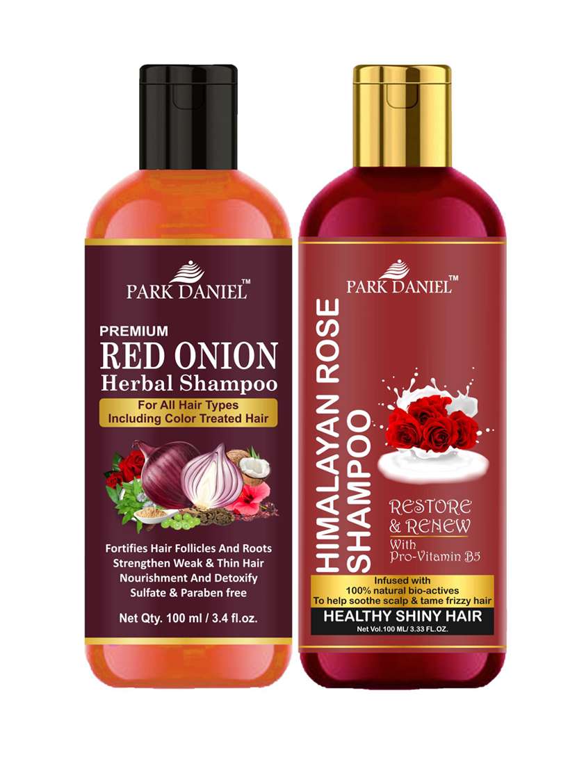 park daniel red onion shampoo & himalaya rose shampoo combo pack of 2 bottle of 100 ml(200 ml)