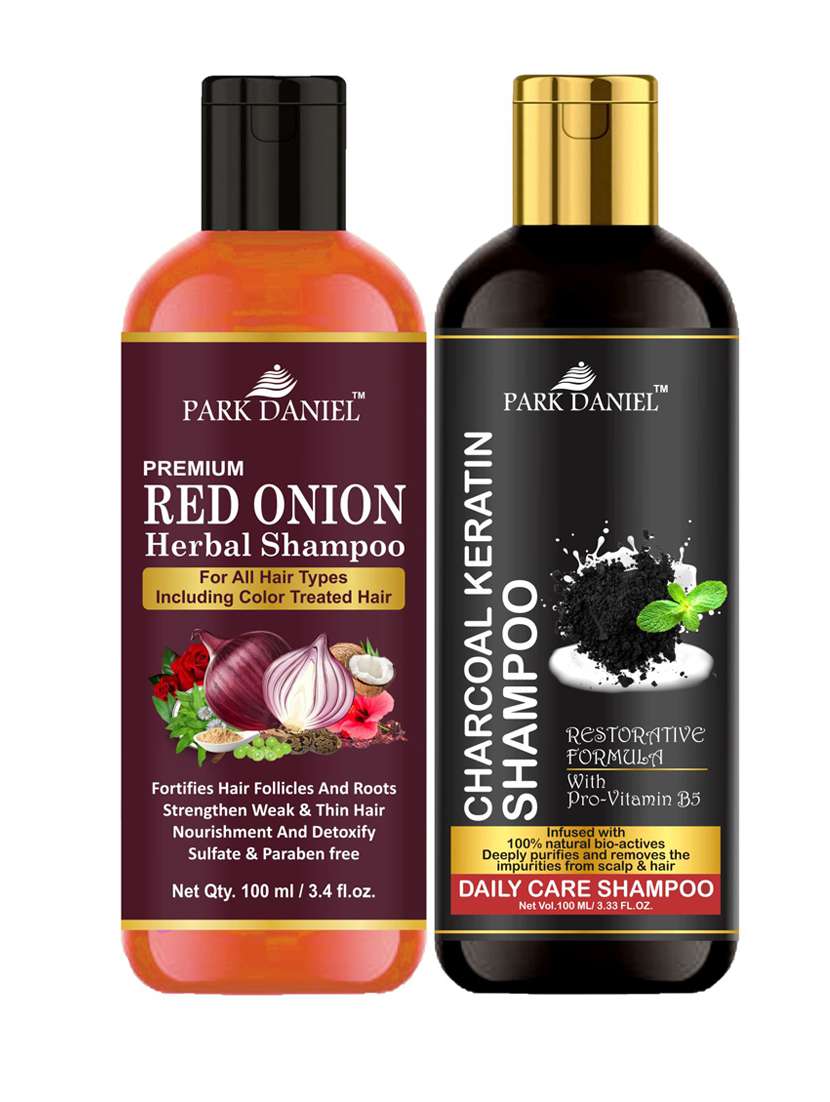 park daniel red onion shampoo & charcoal keratin shampoo combo pack of 2 bottle of 100 ml(200 ml)