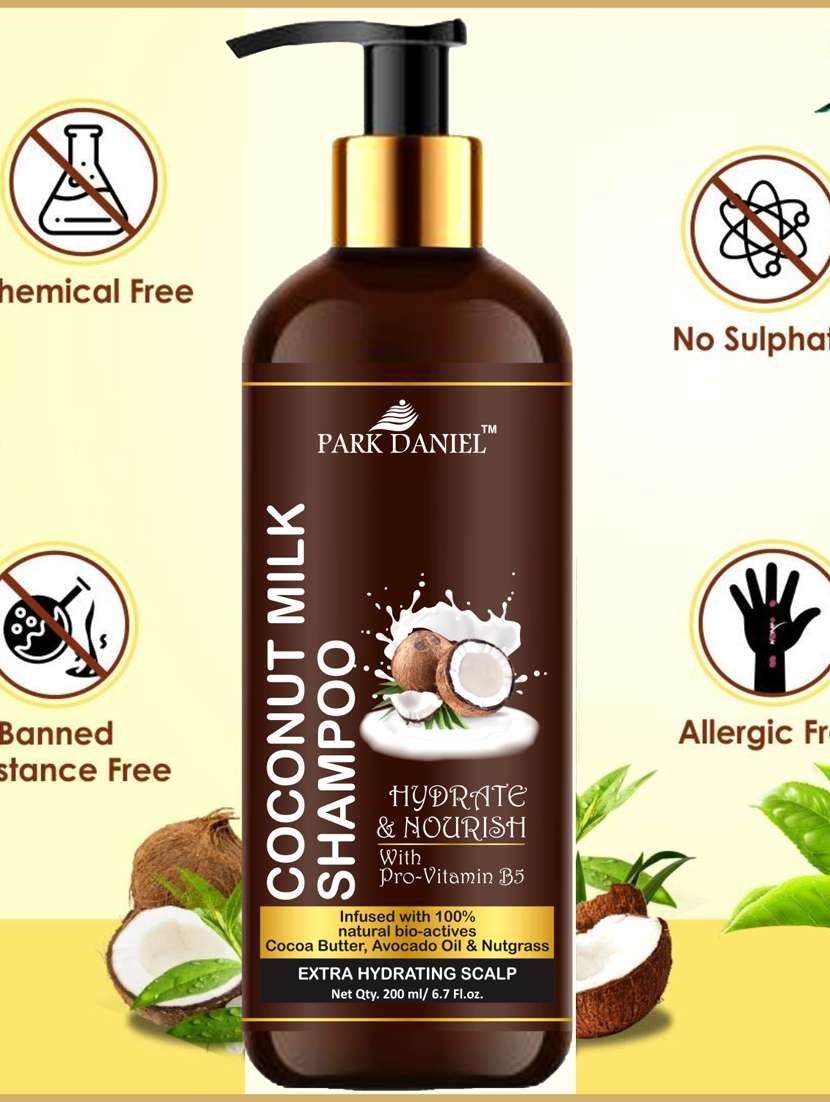 park daniel 100% natural coconut shampoo-for hair nourishment and hair growth combo pack 2 bottle of 200 ml(400 ml)