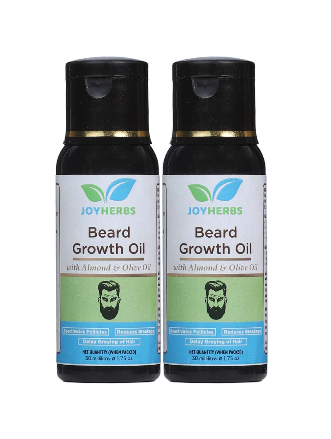 joyherbs beard growth oil for fast growth and shining beard- 30ml pack of 2