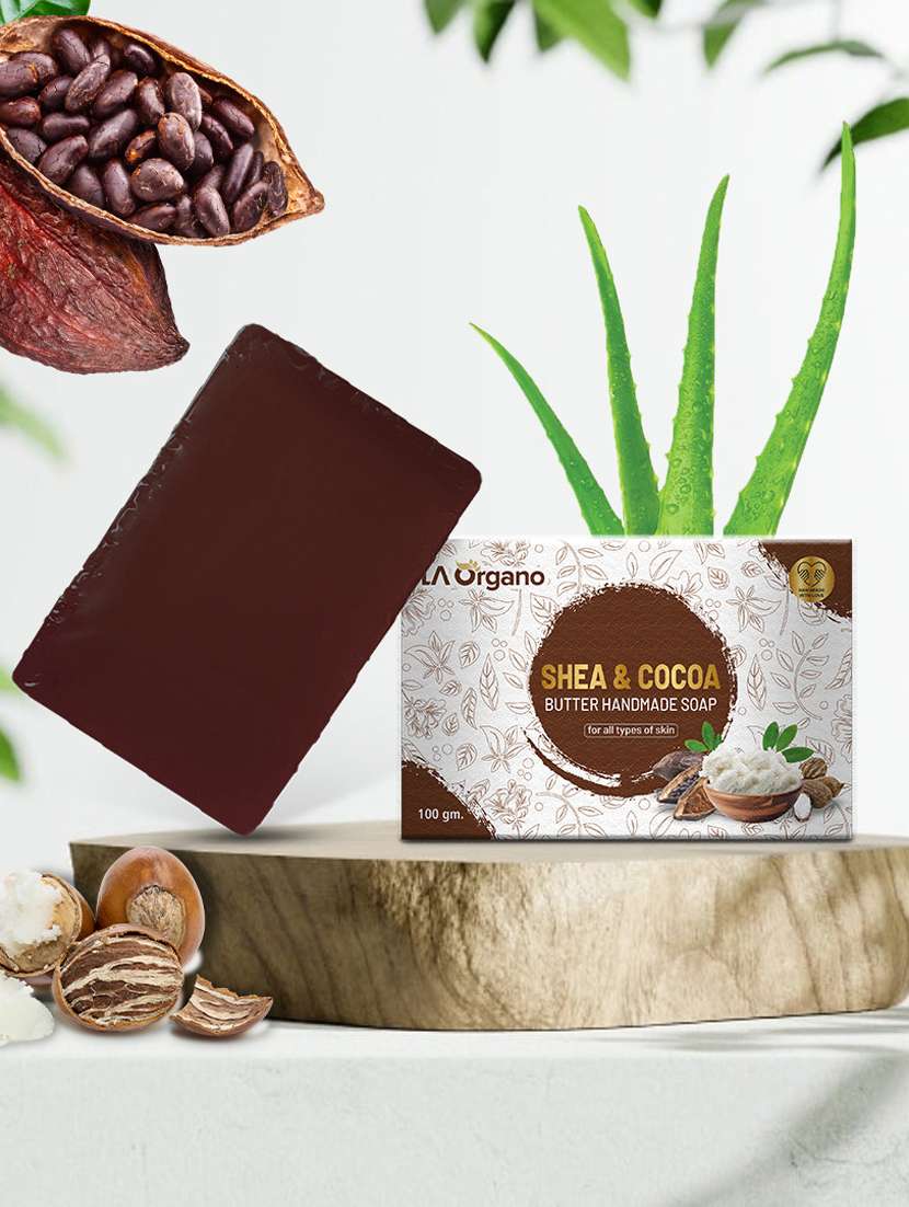 la organo shea & cocoa butter handmade natural bath soap enrich with vitamin e, glycerin (pack of 2) 
