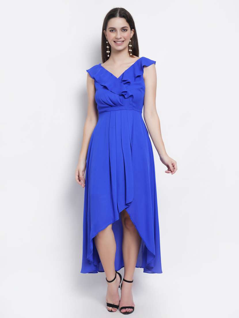 women's high low solid dress
