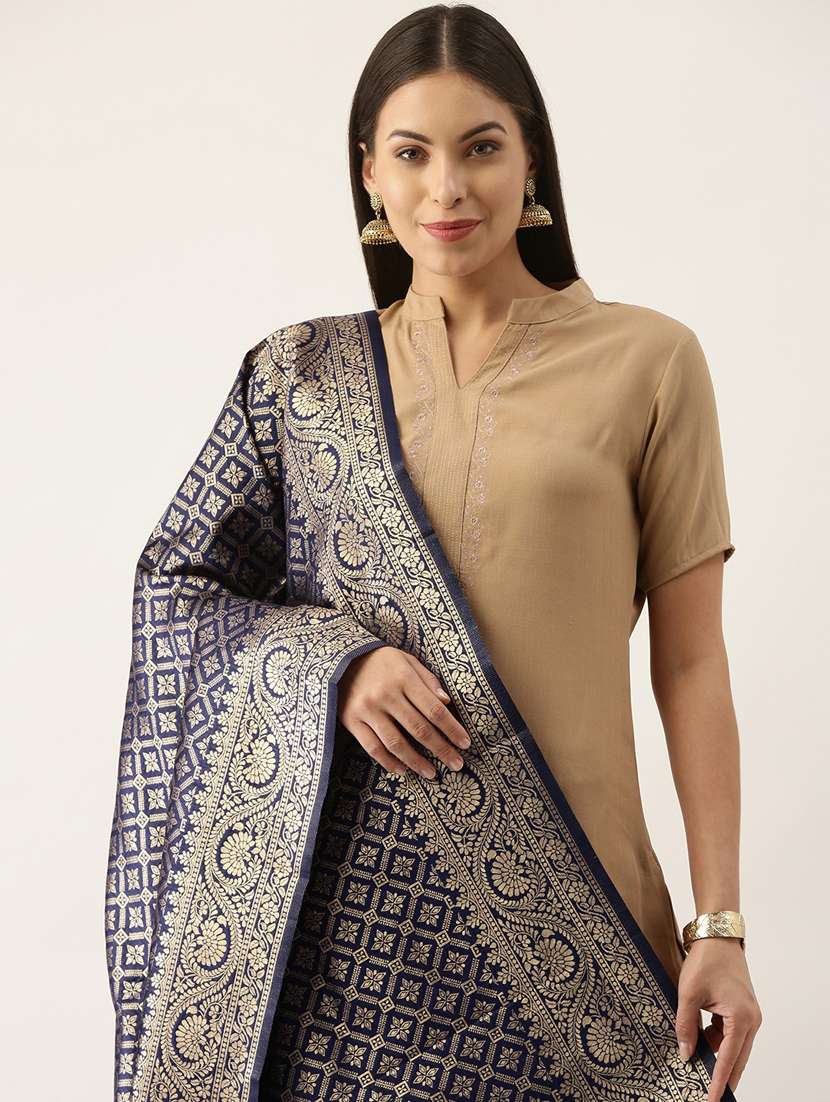 navy art silk dupatta - 18430470 -  Standard Image - 1