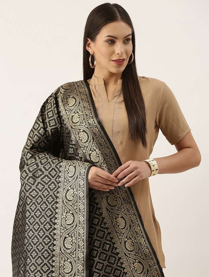 black art silk dupatta - 18430474 -  Standard Image - 1