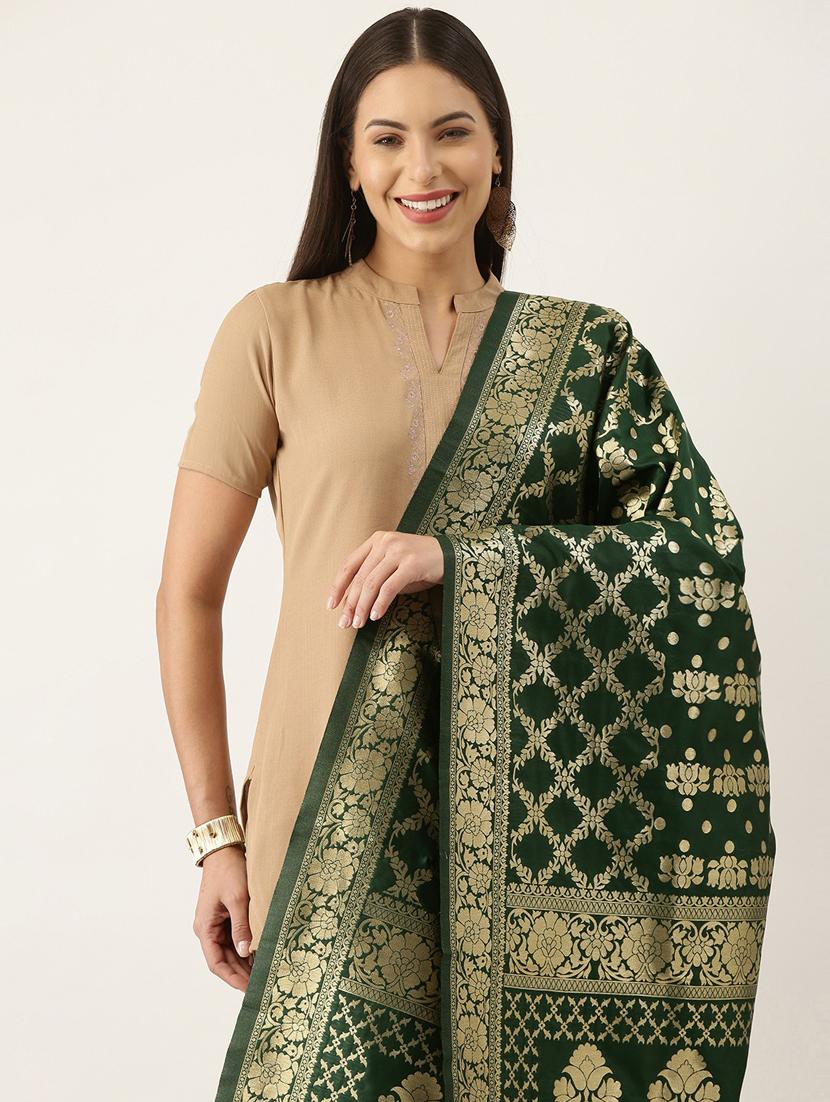 green art silk dupatta - 18430503 - Standard Image - 1