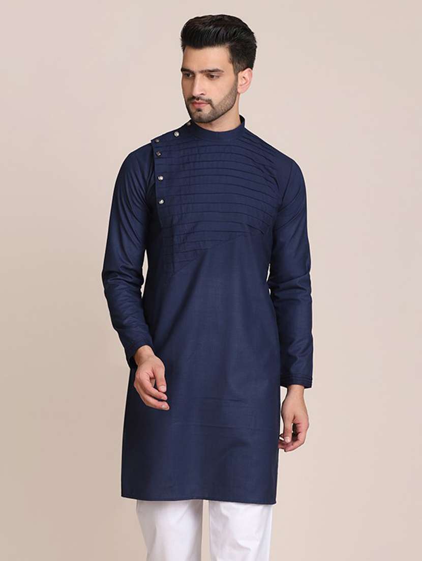 navy-blue solid kurta