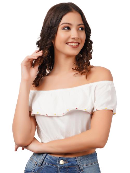 women's crop off shoulder top - 18431275 - Standard Image - 0