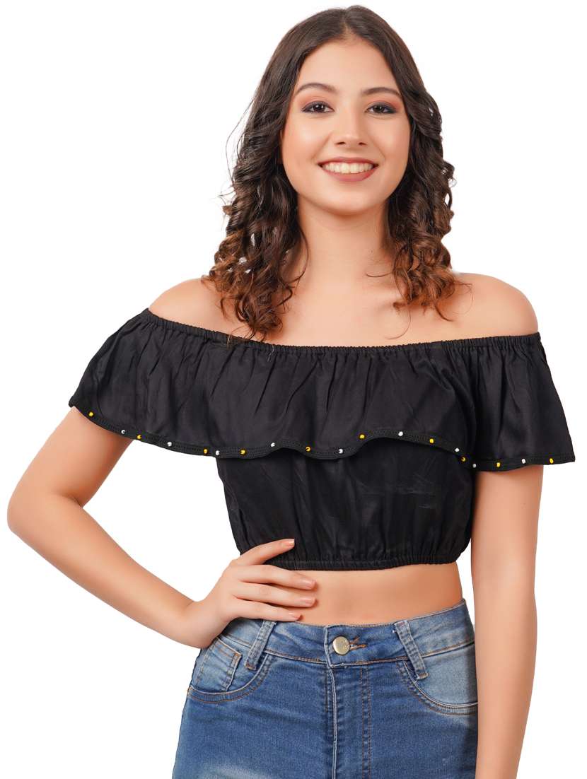 women's crop off shoulder top