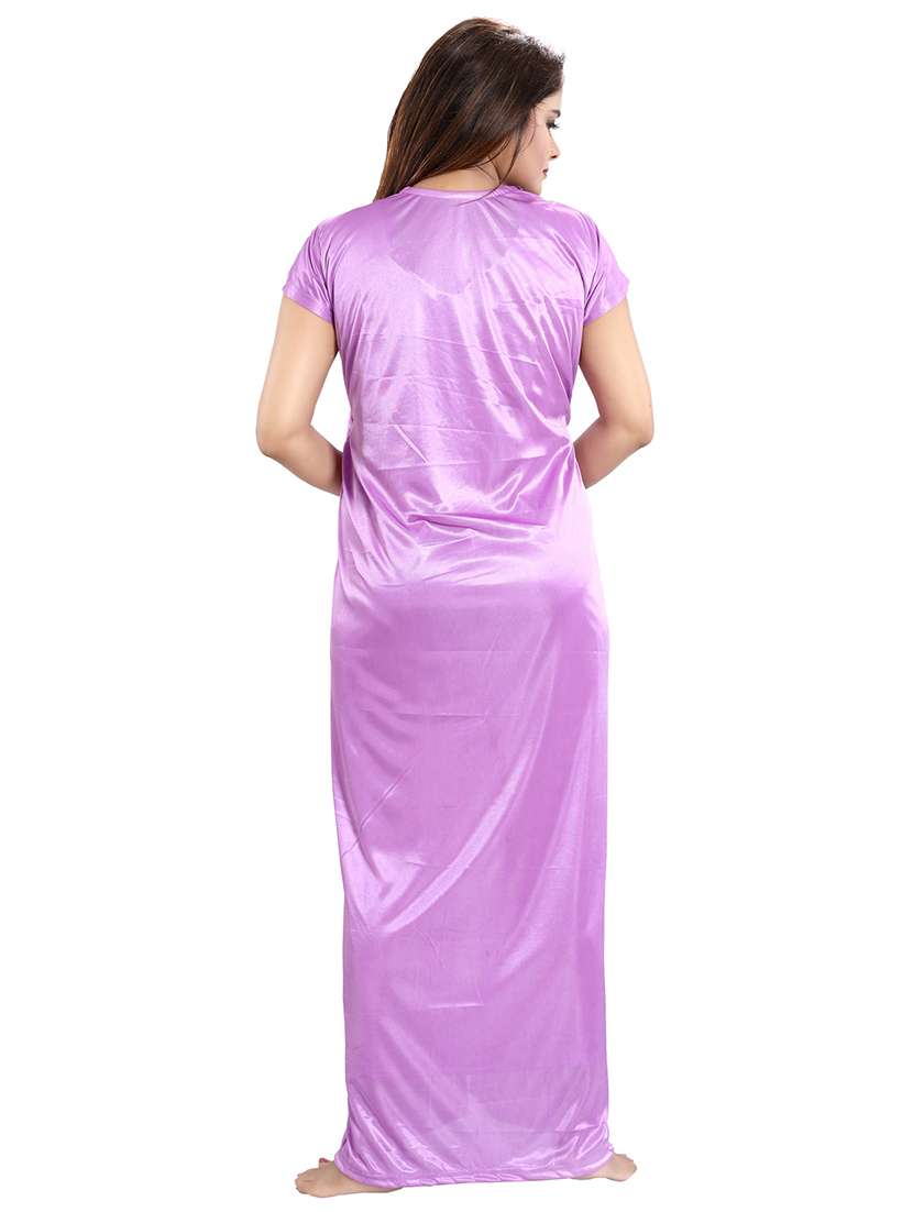 pack of 4 v-neck satin maxi wrap nightdress - 18431369 -  Standard Image - 6