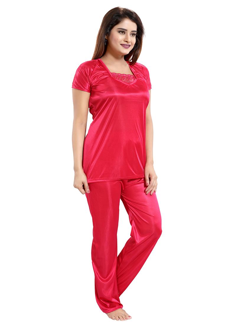 solid three piece night wear set - 18431370 - Standard Image - 4
