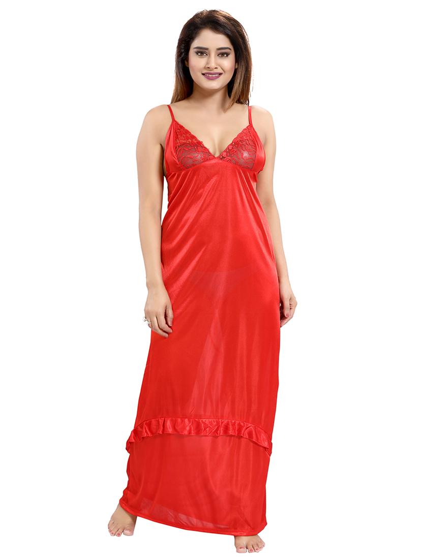 solid three piece night wear set - 18431375 - Standard Image - 1