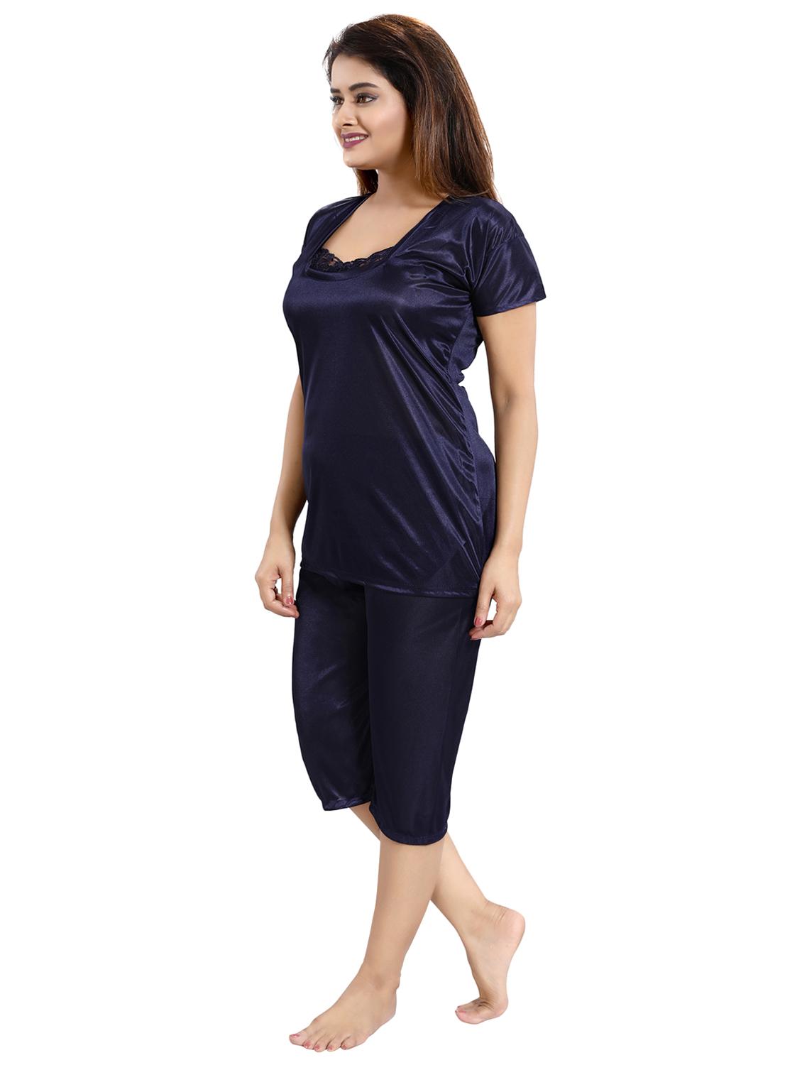 solid three piece night wear set - 18431381 - Standard Image - 4