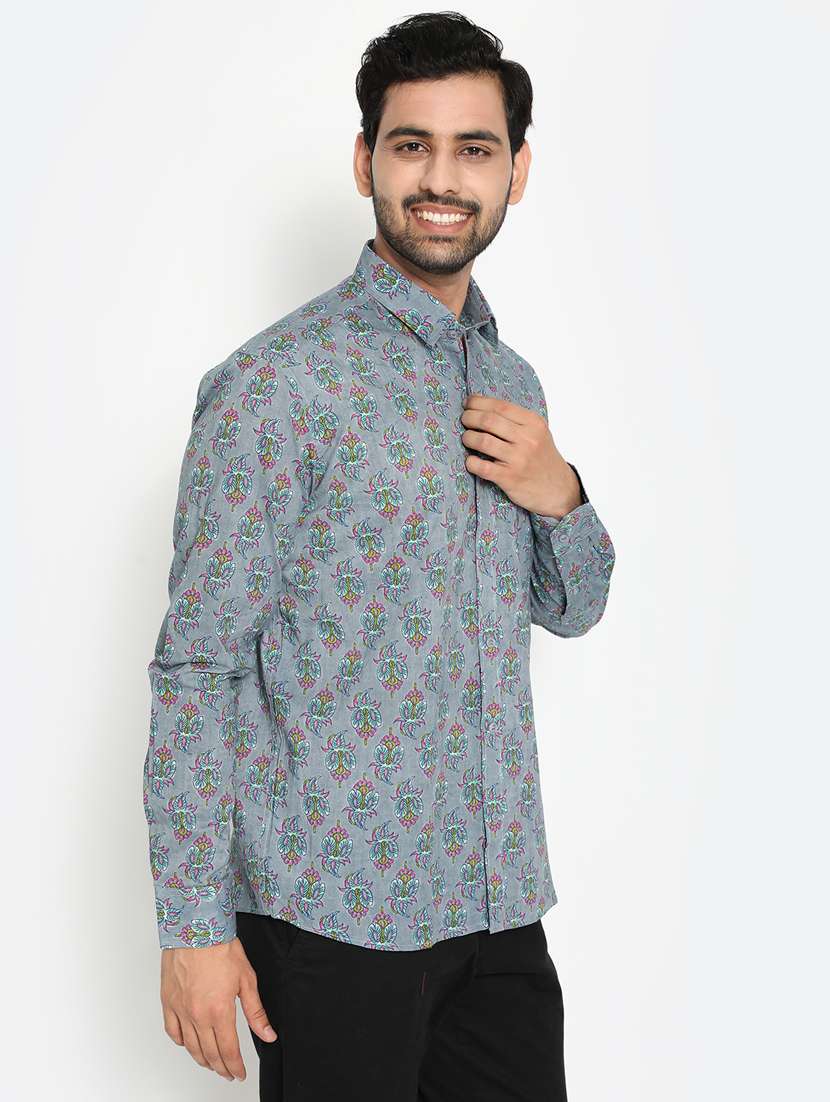 grey printed casual shirt