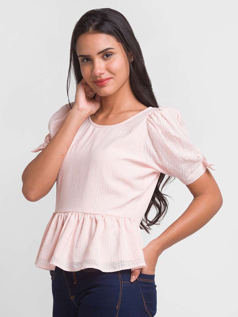 women's peplum round neck top - 18431913 -  Standard Image - 1