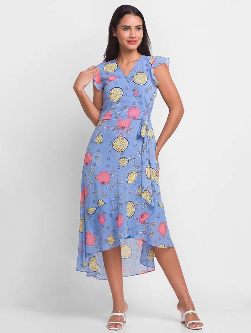 women's wrap printed dress