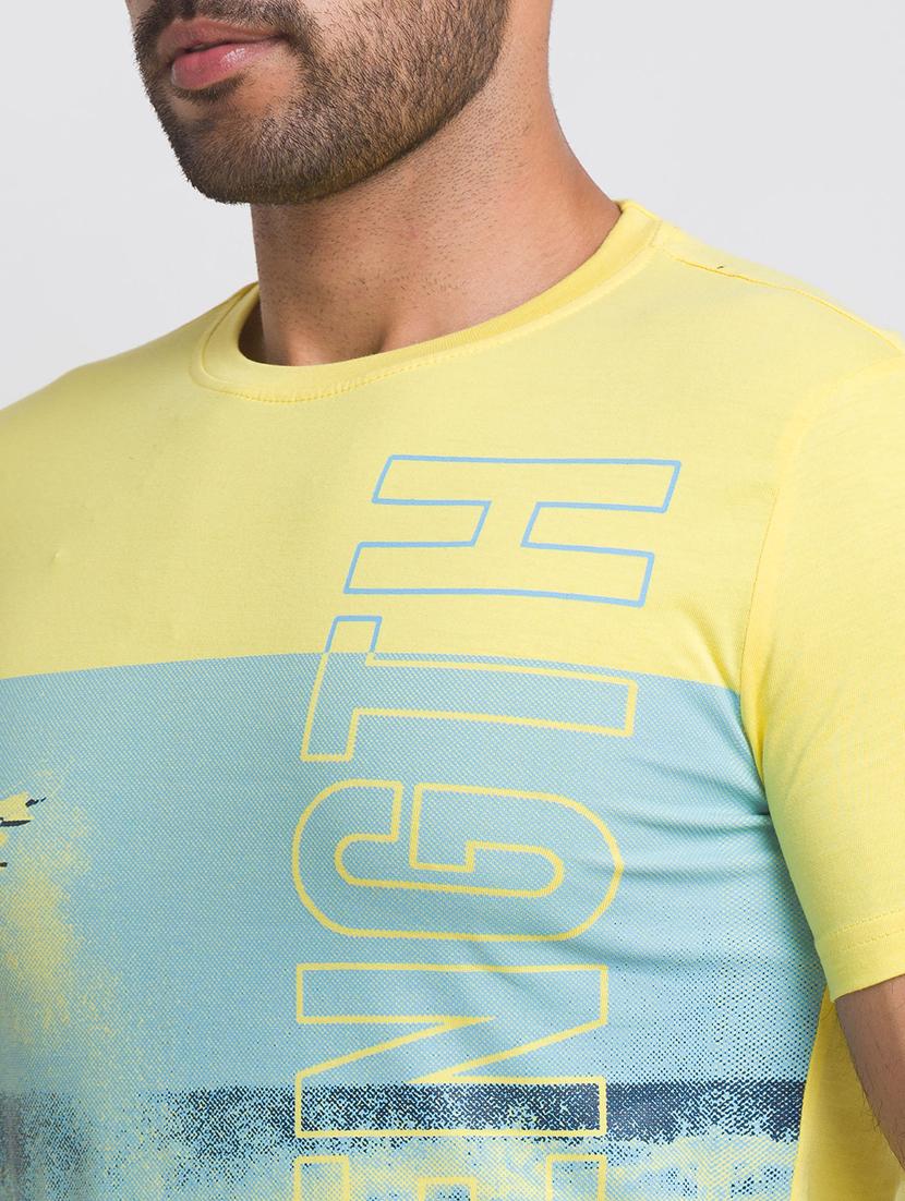 yellow chest-printed t-shirt - 18431997 - Standard Image - 4