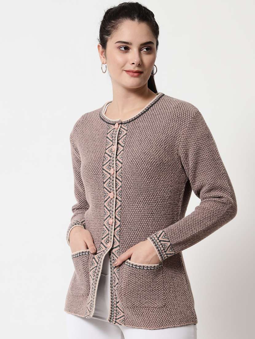 long sleeved self-desined wool cardigan - 18432051 -  Standard Image - 1