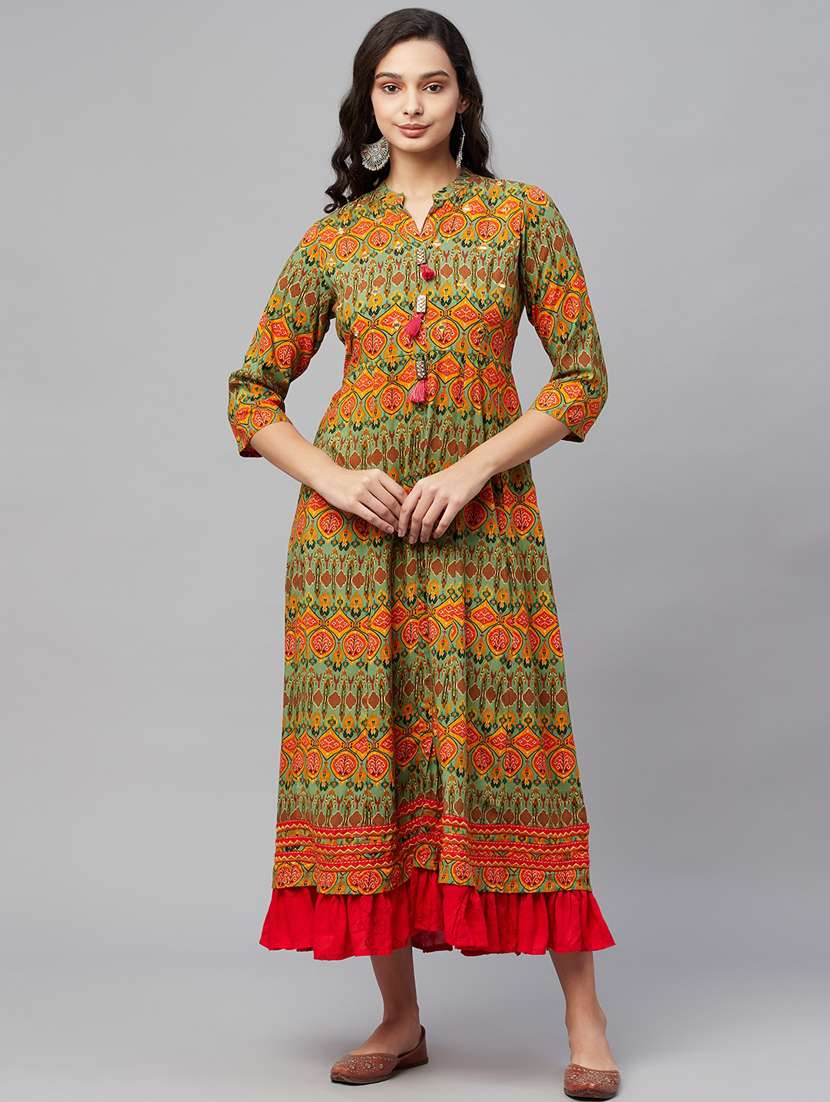 printed a-line ethnic dress