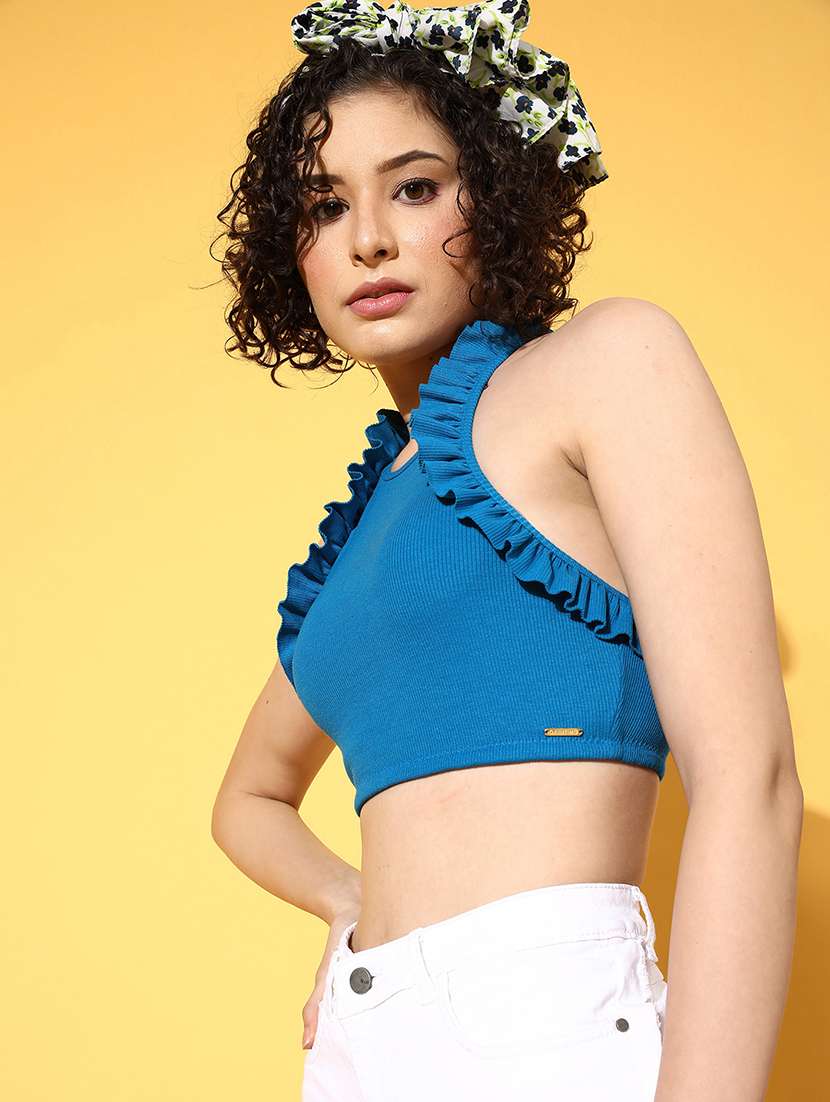 women's crop round neck top - 18434237 -  Standard Image - 1