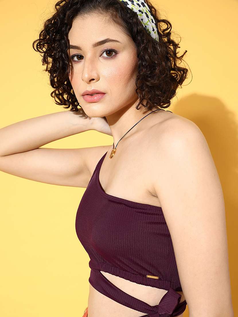 women's crop single shoulder top - 18434245 -  Standard Image - 4