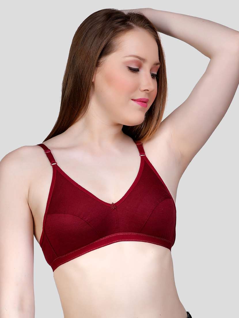 maroon solid regular bra - 18434311 -  Standard Image - 1