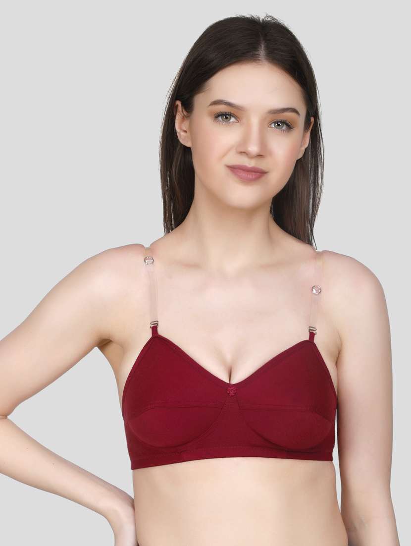 maroon solid t-shirt bra - 18434342 - Standard Image - 1