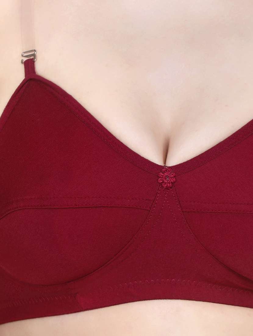 maroon solid t-shirt bra - 18434342 - Standard Image - 4